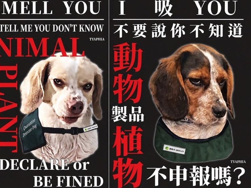 探知犬の訓練に協力でステッカープレゼント　桃園空港の検疫所、新デザインを作成