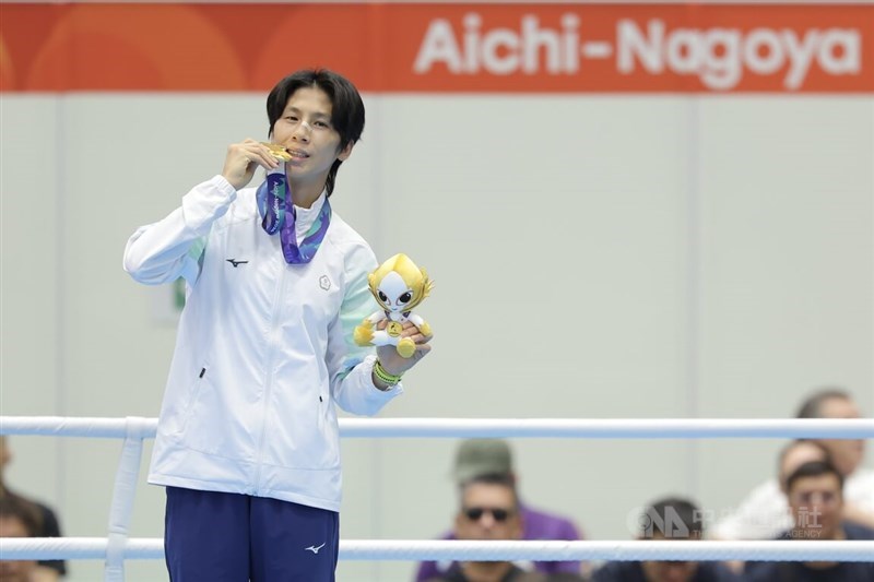 La boxeadora taiwanesa Lin Yu-ting (en la foto) ganó la medalla de oro en la categoría femenina de 60 kg de los Juegos Asiáticos de Nagoya. (Foto de CNA)