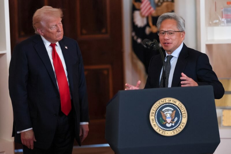 El director ejecutivo de Nvidia, Jen-Hsun Huang (derecha), se reunió con el presidente de los Estados Unidos, Donald Trump (izquierda), en la Casa Blanca en abril del año pasado. (Foto de Reuters)
