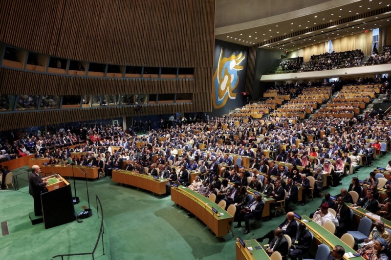 António Guterres, secretario general de las Naciones Unidas, pronuncia un discurso el día 22 en la Asamblea General de las Naciones Unidas. (Foto de Reuters)
