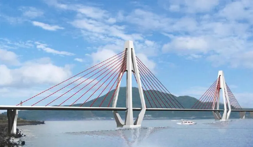 吊橋、鑽石型塔橋的示意圖