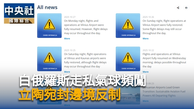 白俄羅斯走私氣球頻闖  立陶宛封邊境反制
