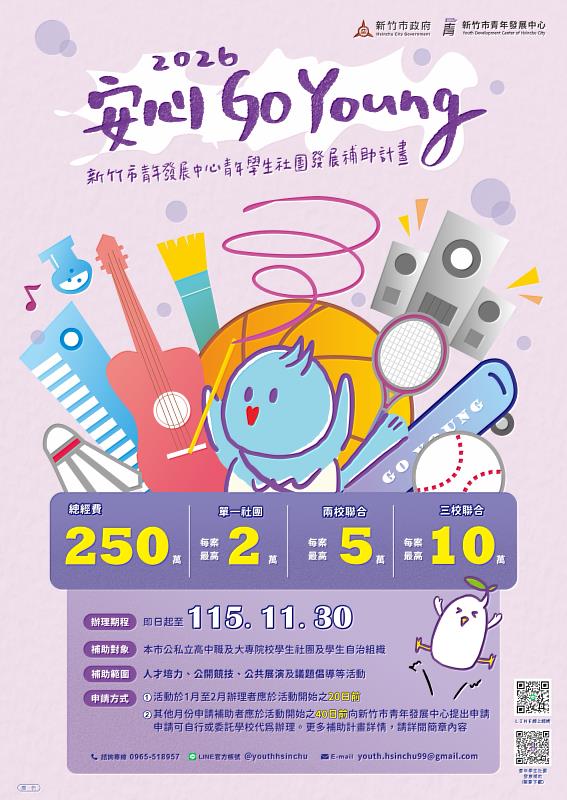 力挺青年最高補助10萬元！竹市115年度青年學生社團補助開跑