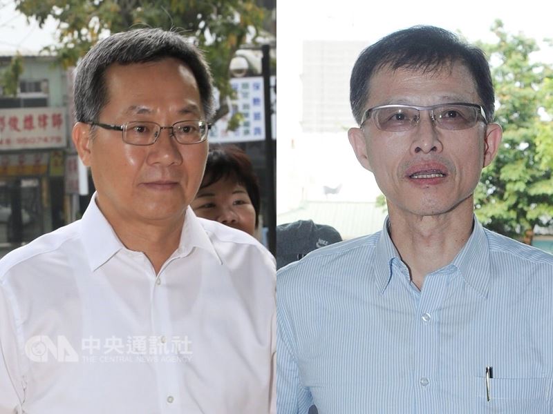2014年高雄氣爆事件,高雄地院11日一審宣判,李長榮化工董事長李謀偉(右)判4年,現高市府秘書長、時任工務局下水道工程處幫工程司趙建喬(左)判4年10月。(中央社檔案照片)