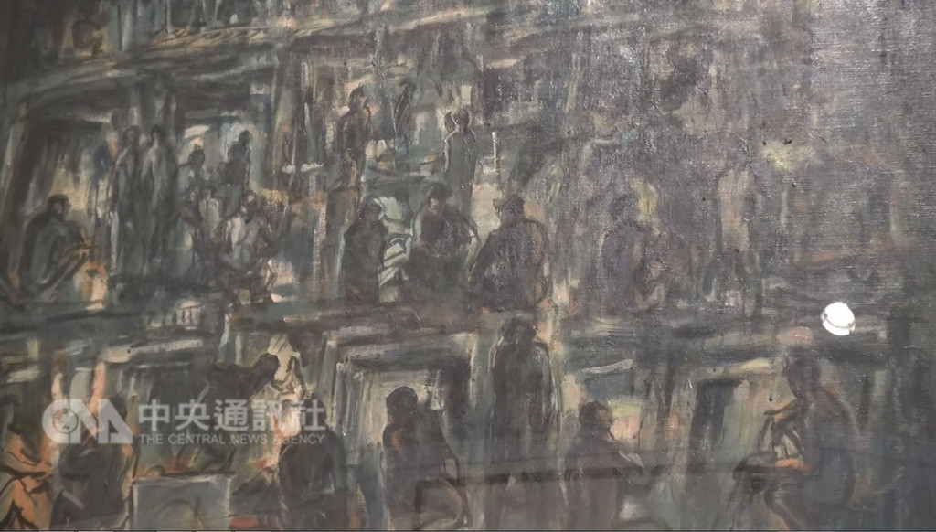 洪瑞麟因畫作取材自礦工,被譽為台灣的礦工畫家。中央社記者曹宇帆洛杉磯攝 107年10月14日