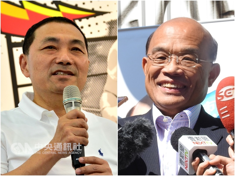 新北市市長候選人,左起為侯友宜、蘇貞昌。(中央社檔案照片)