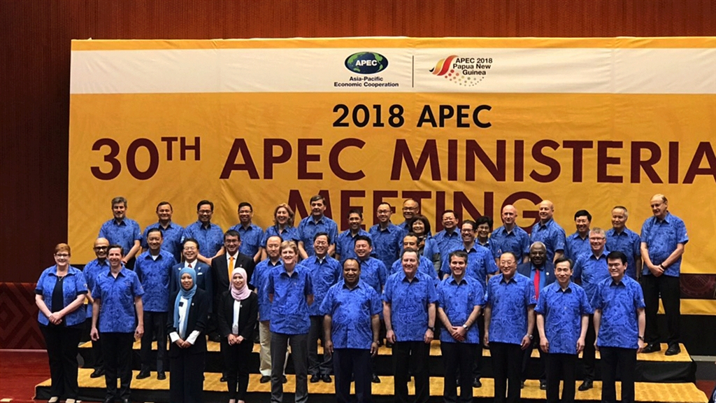 APEC第30屆部長級年會11月15日在巴布亞紐幾內亞召開,台灣由政務委員鄧振中與國發會主委陳美伶共同率團出席。(國家發展委員會提供)中央社記者潘姿羽傳真 107年11月16日