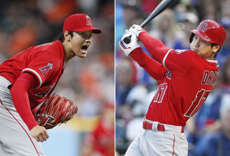 談到2019年球季目標,大谷翔平說,不是自己在紀錄上的表現,而是這一年讓他想進入季後賽的這個想法愈來愈強,所以目標是想打季後賽。(檔案照片/共同社提供)