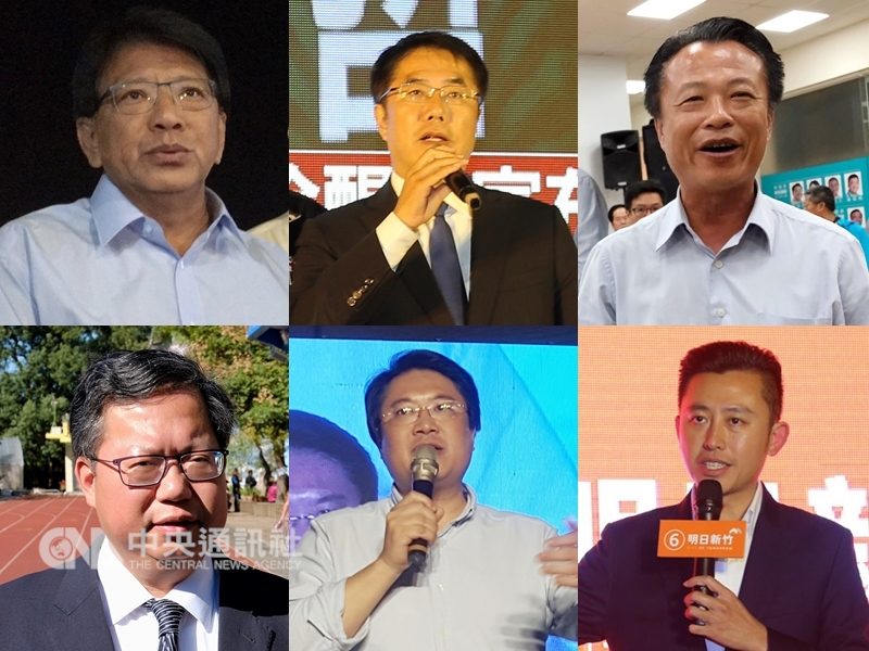 九合一選舉結果揭曉,民進黨原本執政的13縣市慘剩6席。左上至右下為屏東縣潘孟安、台南市黃偉哲、嘉義縣翁章梁、桃園市鄭文燦、基隆市林右昌和新竹市林智堅。(中央社檔案照片)