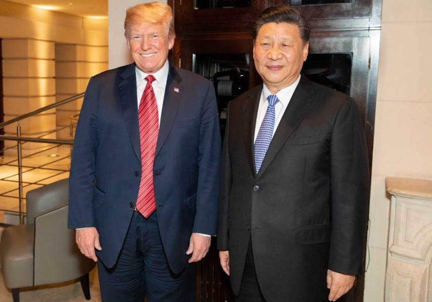 美國總統川普(左)總統和中國國家主席習近平(右)於布宜諾斯艾利斯舉行晚餐工作會談。(圖取自twitter.com/Scavino45/media)