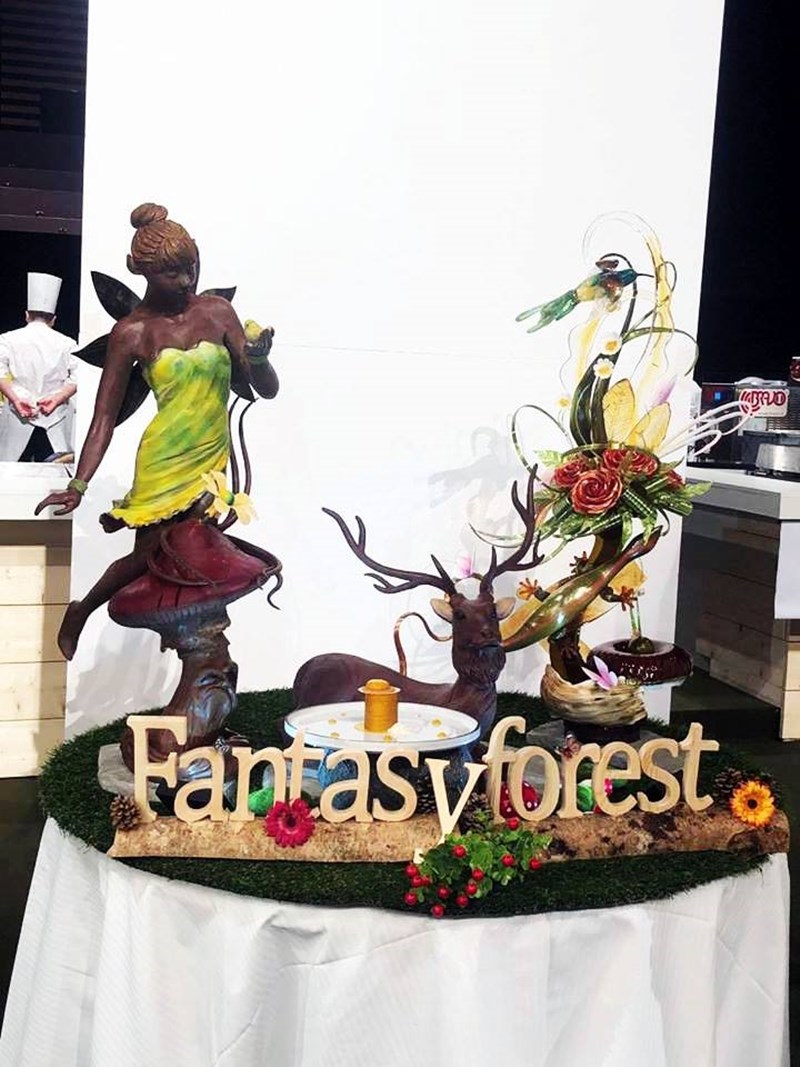 台灣隊作品「奇幻森林」在法國世界盃甜點大賽中獲得第10名。(圖取自facebook.com/gateaux.cake123)