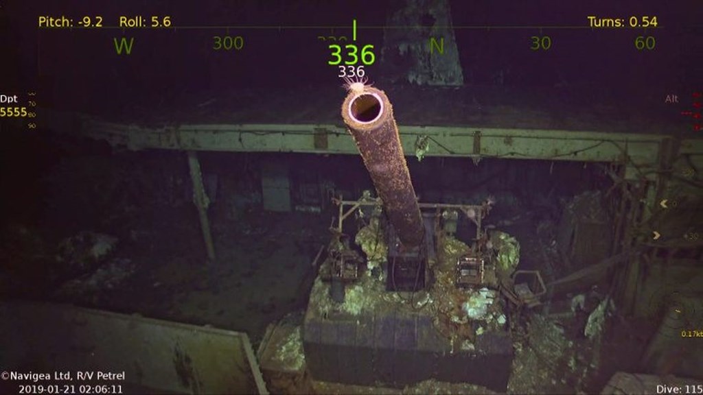 美國傳奇航母「大黃蜂號」的殘骸已在南太平洋約5400公尺深的深海被尋獲。(圖取自paulallen.com)