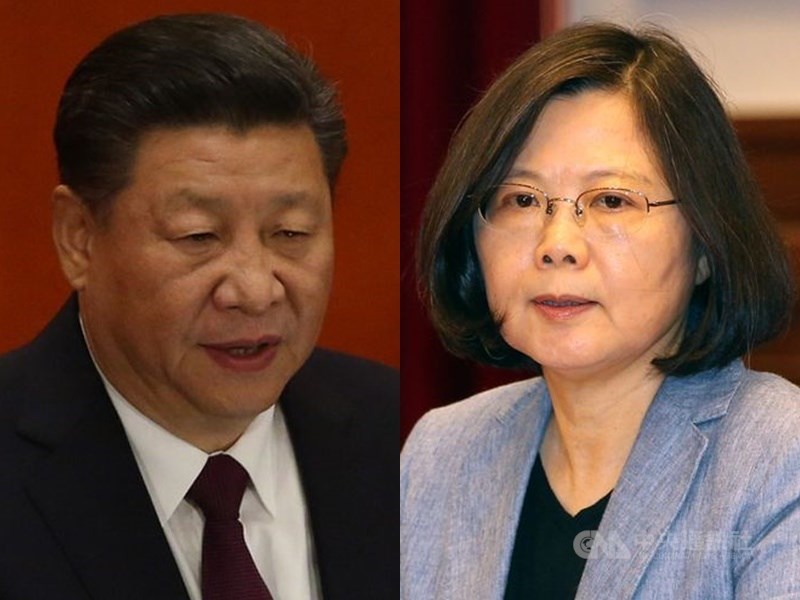 中國國家主席習近平(左)曾說「老祖宗留下來的領土,一寸也不能丟」及加強軍演等作為,總統蔡英文接受CNN專訪時回應,中國對台灣的軍事威脅確實是每一天都在增加。(中央社檔案照片)