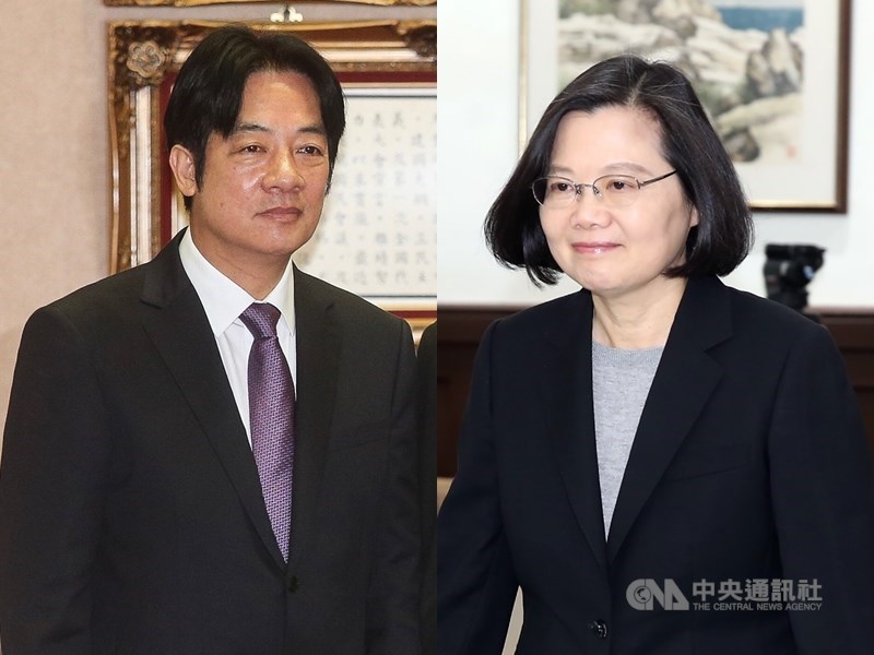 前行政院長賴清德(左)過去曾表態支持總統蔡英文連任,卸任行政院長後,對2020一直未明確表態,也沒把話說死,18日一早突然宣布登記黨內初選,為政壇投下震撼彈。(中央社檔案照片)