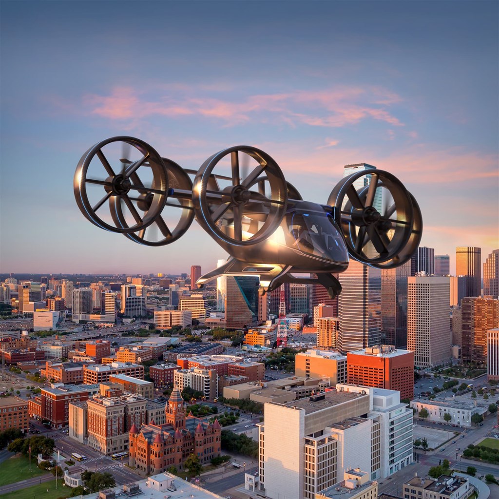 貝爾公司打造可垂直起降的飛天計程車隊,可望於2025年左右展開商業營運。(圖取自貝爾公司官網bellflight.com)
