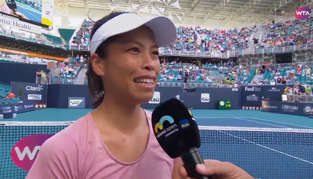 台灣網球一姐謝淑薇(圖)23日在邁阿密公開賽(Miami Open)扳倒當今球后、日本名將大坂直美。(圖取自twitter.com/WTA)