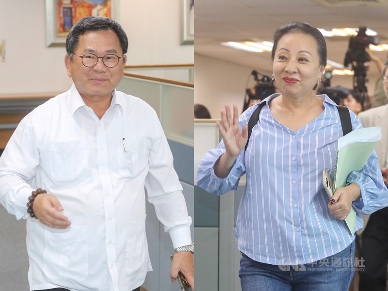 前嘉義縣長張花冠(右)幕僚劉志偉表示,張花冠放棄參與初選,支持民進黨籍立委陳明文(左)爭取連任。(中央社檔案照片)