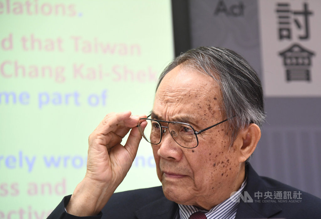 前外交部次長高英茂14日在台北,出席「變動世局中台灣的機會與挑戰:台灣關係法40週年的反思」研討會。中央社記者王飛華攝 108年4月14日