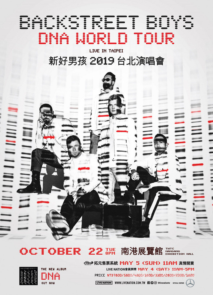 美國流行樂團「新好男孩」(Backstreet Boys)自2015年來台開唱後,今年10月將以近18年來最大型巡迴演唱會再度訪台,會場還將設置搖滾VIP區,要讓歌迷近距離感受熱力演出。(Live Nation Taiwan提供)中央社記者江佩凌傳真 108年4月25日