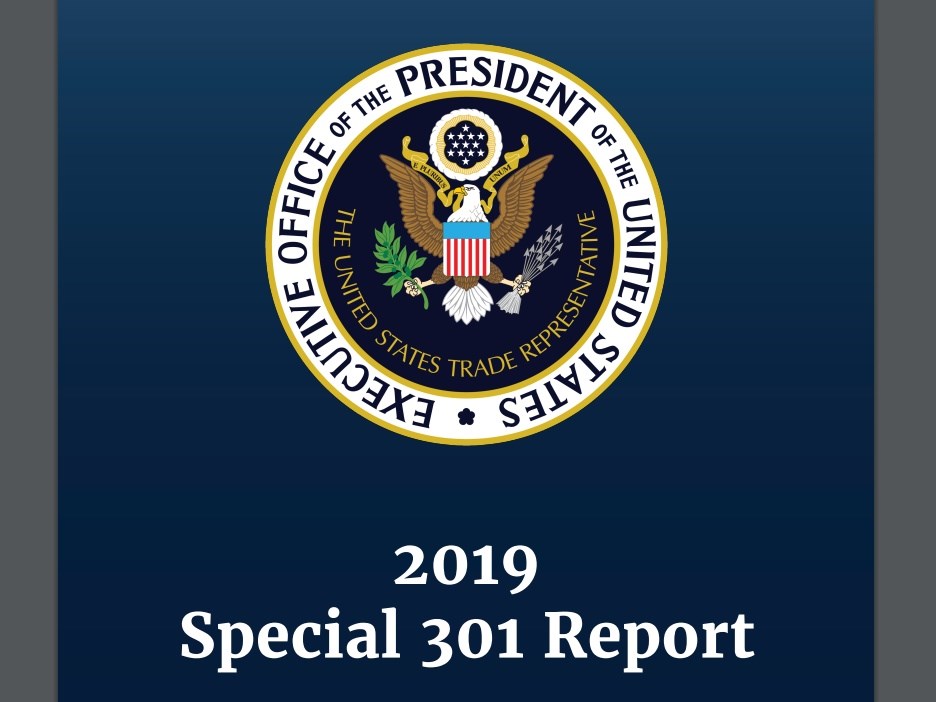 美國貿易代表署25日公布特別301報告,包括中國、印度等11國被列為優先觀察名單。(圖取自美國貿易代表署網頁ustr.gov)