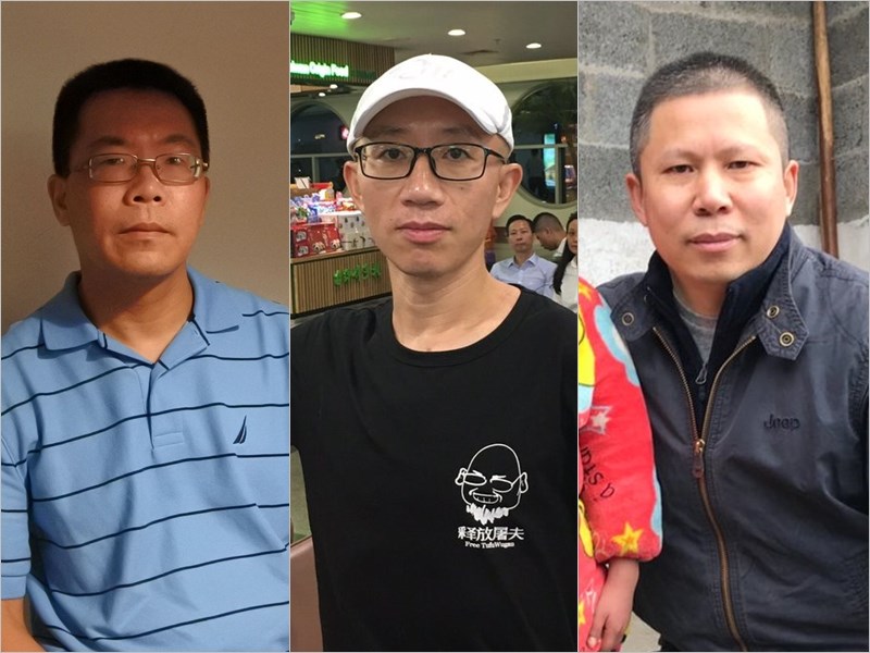 滕彪(左起)、胡佳、許志永等中國維權人士,他們成於肅殺氣氛中卻仍懷抱理想,一路跌跌撞撞依舊選擇為中國堅持下去。(圖左為中央社檔案照片;圖中、右取自胡佳、許志永推特twitter.com)