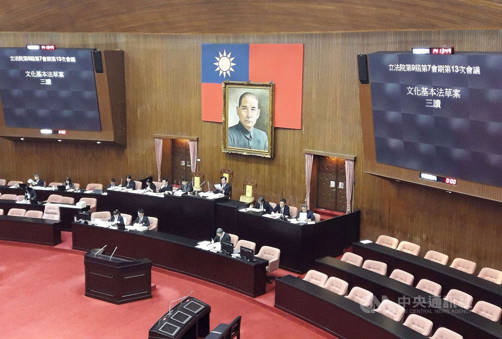 立法院院會10日三讀通過文化基本法,強化保障藝術文化工作者勞動權利。中央社記者范正祥攝 108年5月10日