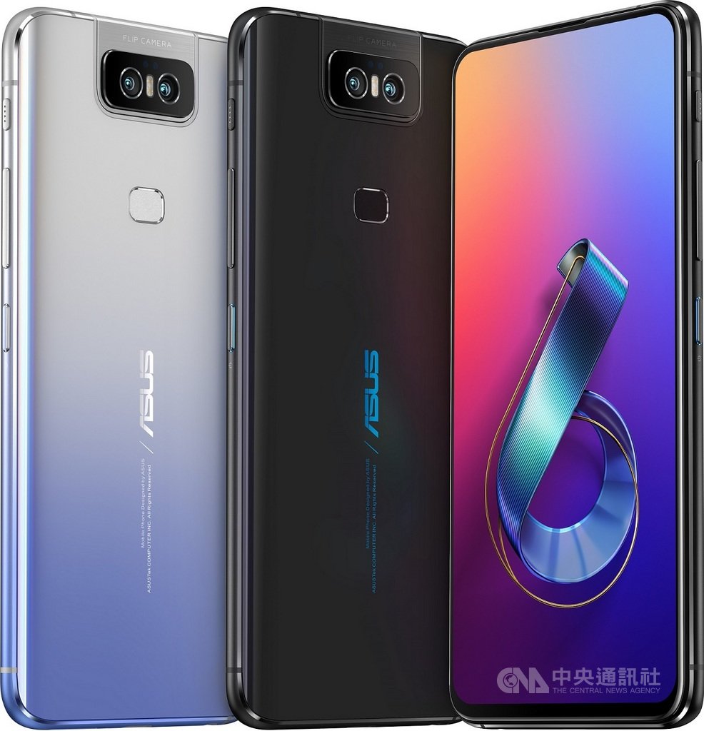 電腦品牌廠華碩17日於西班牙發表新一代智慧型手機ZenFone 6,採用無瀏海全螢幕設計,搭載以液態金屬製成的翻轉式相機。(華碩提供)中央社記者吳家豪傳真 108年5月17日