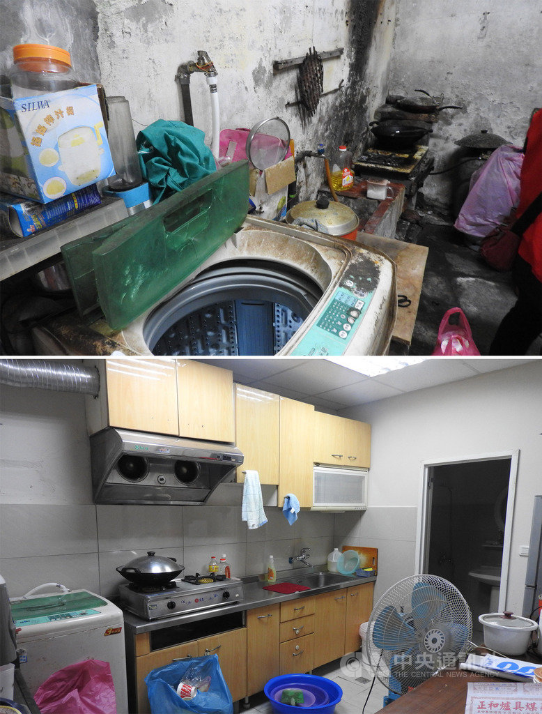 新北市金山區豐漁里一戶弱勢家庭,住在屋齡50年的老房子,除因年久失修外觀老舊,屋內空間更是狹小沒有廁所、熱水,所幸透過慈善團體協助,徹底改善住屋環境。(金山區公所提供) 中央社記者葉臻傳真 108年5月21日