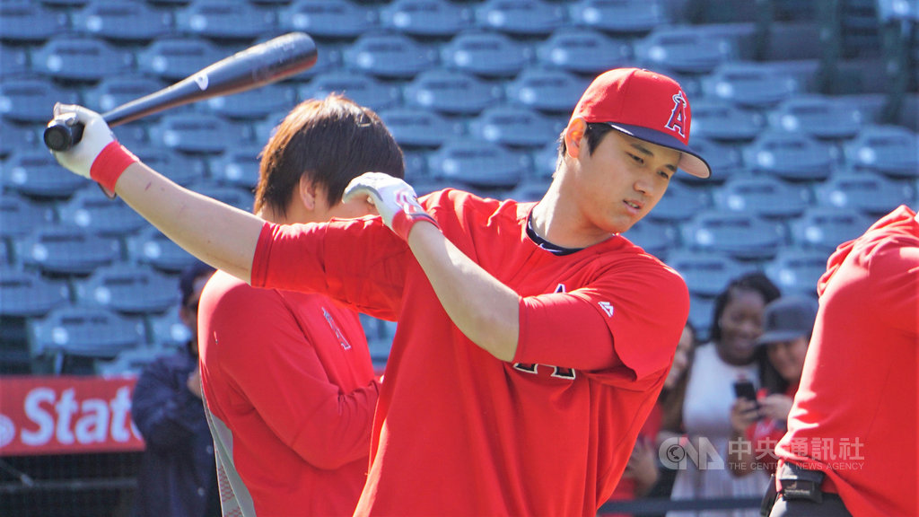 美國職棒洛杉磯天使隊日本打者大谷翔平(圖)近日連2場敲出全壘打,但對決台灣投手王維中時遭到三振。中央社記者林宏翰洛杉磯攝 108年6月7日