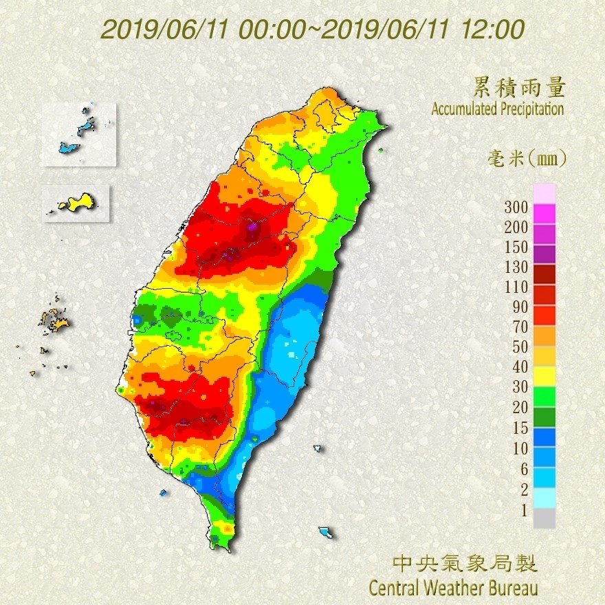 鋒面伴隨著西南氣流帶來明顯雨勢。(圖取自中央氣象局網頁cwb.gov.tw)