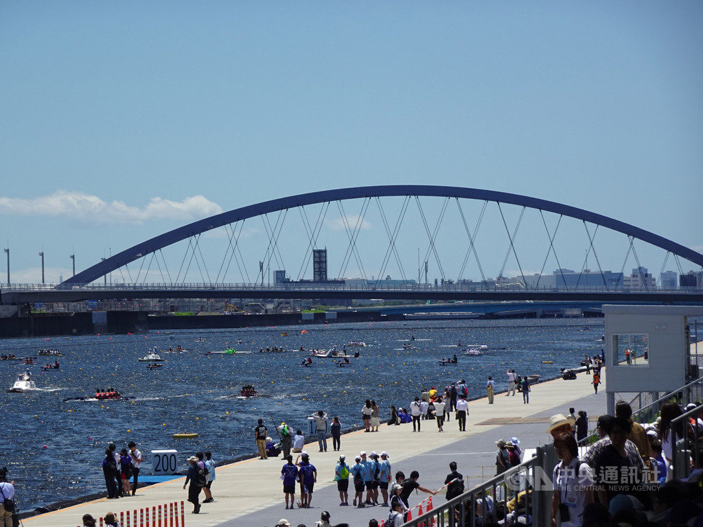 位於東京灣岸的海之森水上競技場是2020年東京奧運划船與輕艇靜水競速的比賽場地,由東京都政府花308億日圓興建,5月底完工。中央社記者楊明珠東京攝 108年6月16日