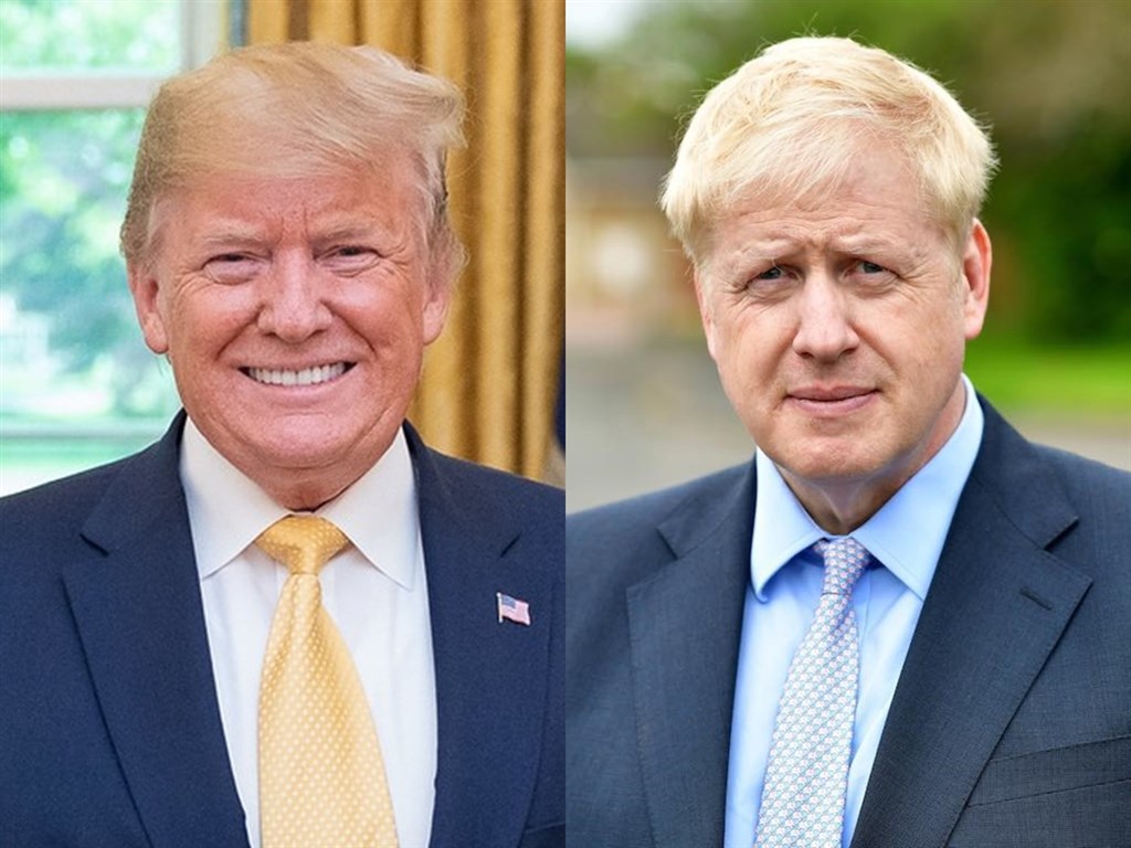 美國總統川普(左)與可能是下任英國首相的前外相強生(右)交情甚篤,就連兩人的背景也極為相似。(左圖取自facebook.com/WhiteHouse、右圖取自facebook.com/borisjohnson)