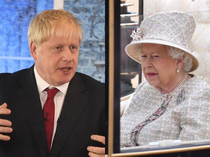英國一些高階保守黨議員擔憂新任首相人選強生(左)會無協議脫歐,正評估敦請女王(右)介入的可能性。(左圖取自facebook.com/borisjohnson;右圖取自facebook.com/TheBritishMonarchy)