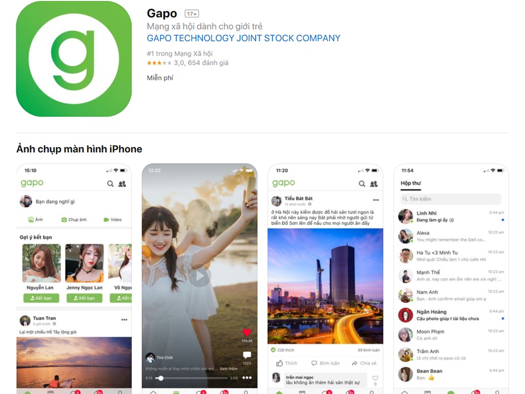 社群媒體應用程式Gapo允許用戶創建個人檔案、上傳影片和照片。(圖取自Apple官方網頁apple.com)