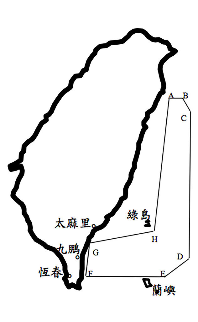漁業署發布射擊通報資訊,國家中山科學研究院24日下午2時30分至下午4時,管制海域廣,從宜蘭至屏東外海間。(漁業署提供)中央社記者游凱翔傳真 108年7月24日