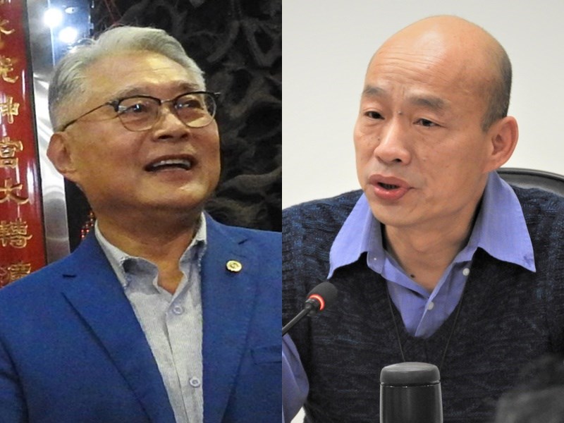 國民黨中評委陳宏昌(左)日前公開支持總統蔡英文並發言批評國民黨總統參選人韓國瑜(右),中常會14日通過開除陳宏昌黨籍。(中央社檔案照片)