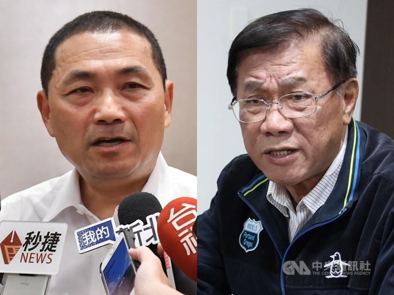 新北市長侯友宜`(左)未點頭接任韓國瑜新北市總統競選總部主委,林明溱(右)18日表示,若不積極與黨合作,乾脆退出國民黨,不要在黨內「矯情」。(中央社檔案照片)
