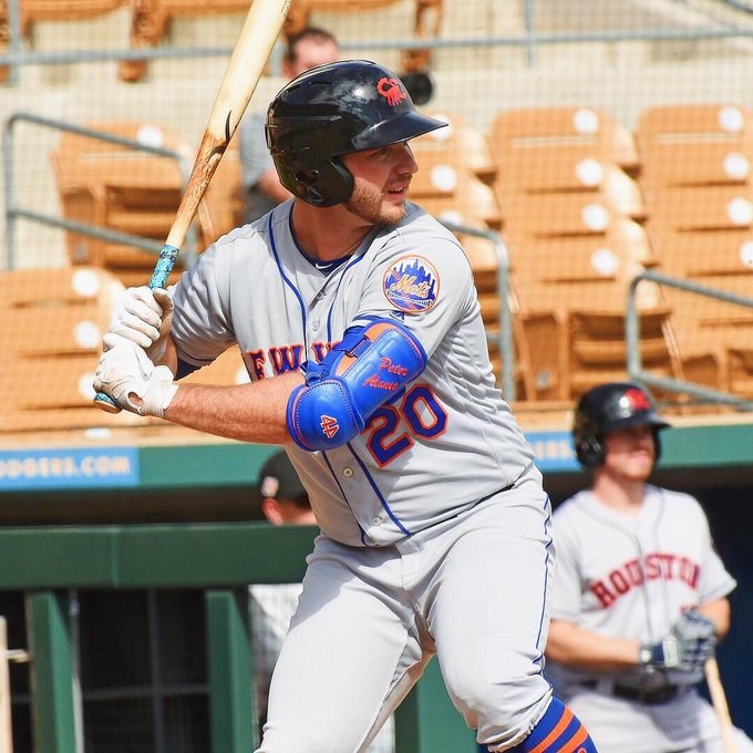 美國職棒大聯盟MLB大都會新秀阿隆索18日揮出本季第40轟,打破國家聯盟菜鳥單季最多轟紀錄。(圖取自twitter.com/pete_alonso20)