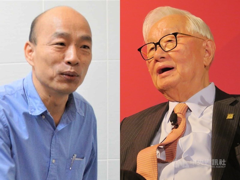 媒體報導,傳出有國民黨重量級大老建議,總統參選人韓國瑜(左)可找台積電創辦人張忠謀(右)當副手。(中央社檔案照片)