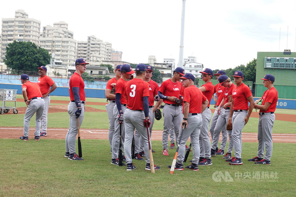 U18世界盃棒球賽,中華培訓隊24日起與美國代表隊打4場交流賽,美國隊陣中有多名選手具美職選秀首輪實力。中央社記者謝靜雯攝 108年8月24日