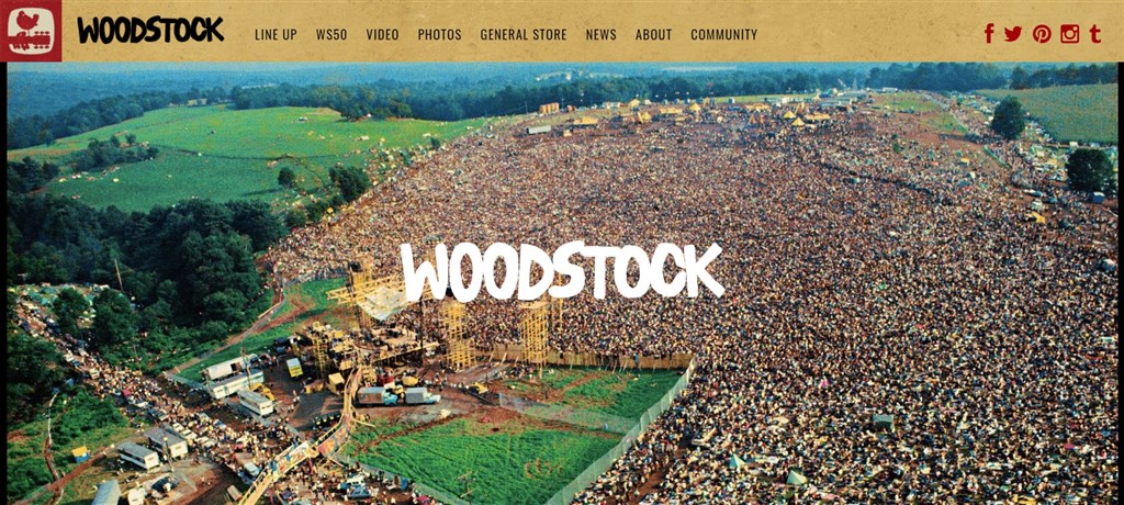 Woodstock音樂節在1969年8月的三天時間內,吸引了數十萬參與者,寫下至今已成為永恆的一頁。(Woodstock官網截圖)