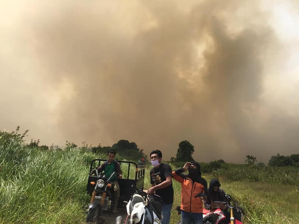 印尼森林大火帶來霾害,這些大火通常源自農民整地,以種植可供煉油的棕櫚樹和能製造紙漿的樹木。(圖取自twitter.com/IAR_updates)