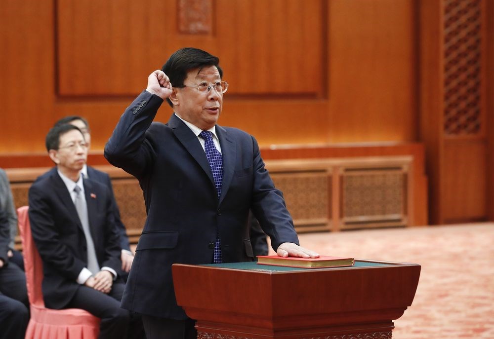 據報導,中國公安部長趙克志(前)最近已經出任中共港澳小組副組長。(檔案照片/中新社提供)