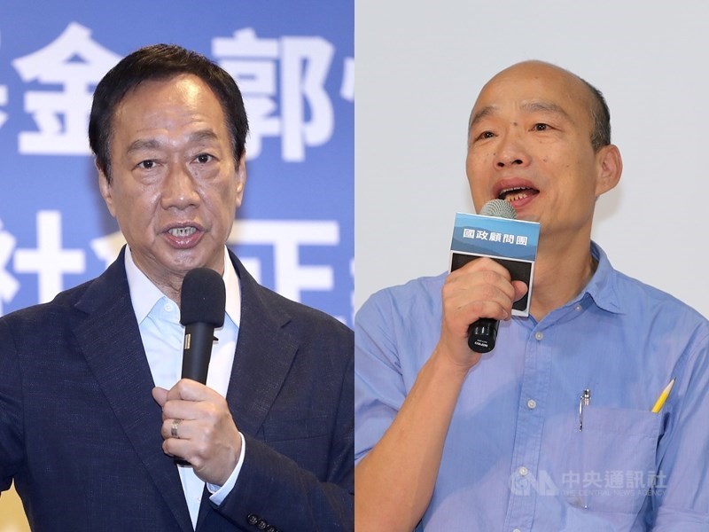 對於郭台銘(左)與韓國瑜(右)傳將走訪美國拜會美方官員與智庫,中央研究院政治學研究所副研究員鮑彤指出,他們必須對美方說明中國立場,說清楚未來要如何處理國家議題。(中央社檔案照片)