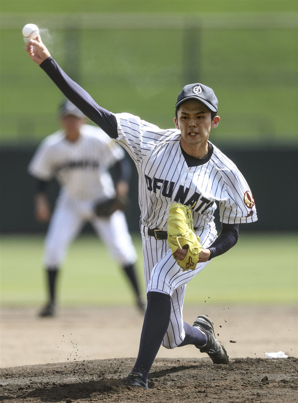 佐佐木在U18世界盃青棒賽日本代表隊候補集訓的紅白戰時,飆出163公里速球,突破個人最快球速,也打破大谷翔平高中時期160公里球速紀錄,成為日本高中最速男。(檔案照片/共同社提供)