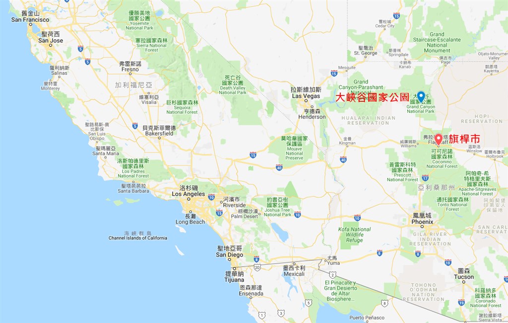 4名台灣籍旅客,租車行經旗桿市(紅標處)時發生重大車禍。(圖取自Google地圖google.com/maps)