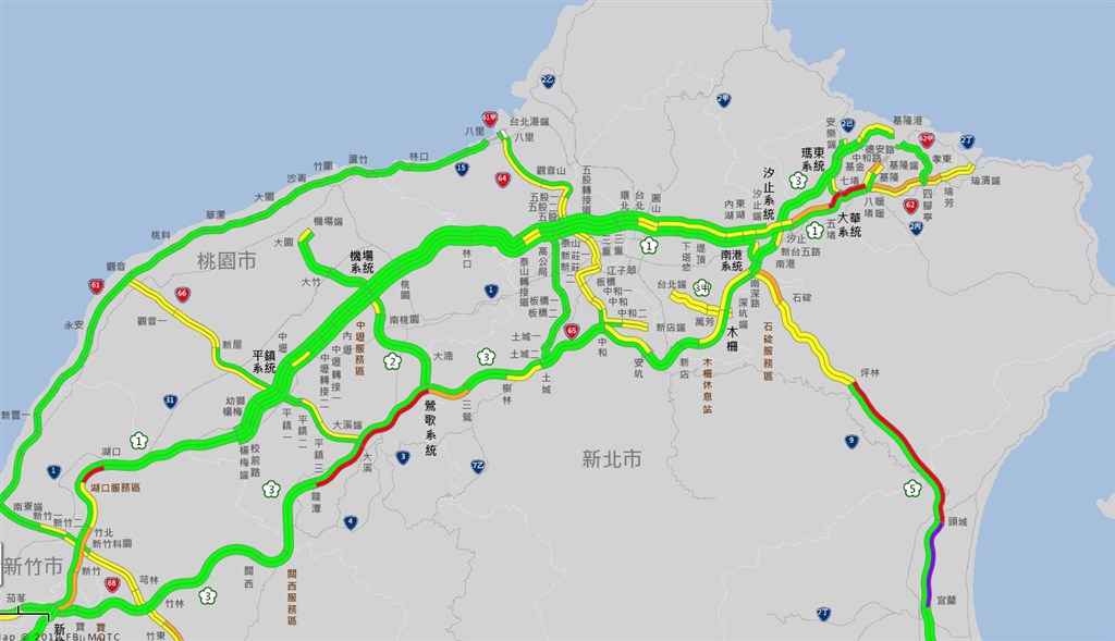 高公局表示,11日中午過後,國5南向則因高乘載管制結束而出現一波短暫車潮。(圖取自高速公路1968網頁1968.freeway.gov.tw)