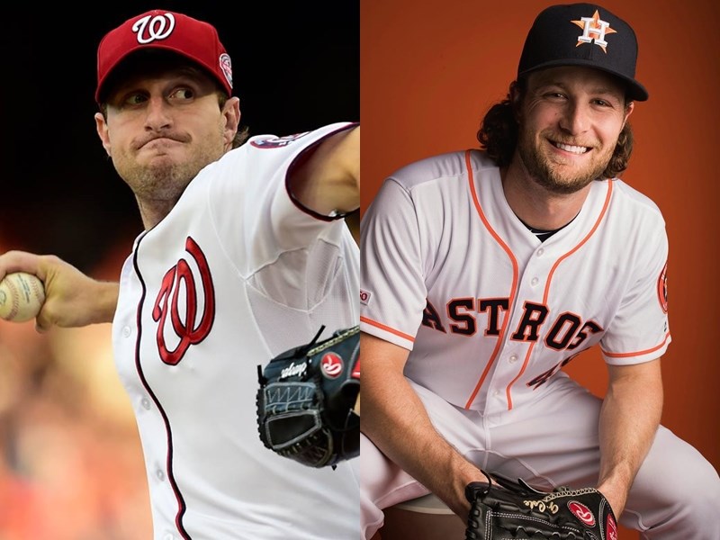 美國職棒大聯盟MLB世界大賽即將展開,首戰預計將由休士頓太空人柯爾(右)對上華盛頓國民薛哲(左)。(右圖取自柯爾IG網頁instagram.com/gerritcole45,左圖取自twitter.com/Max_Scherzer)