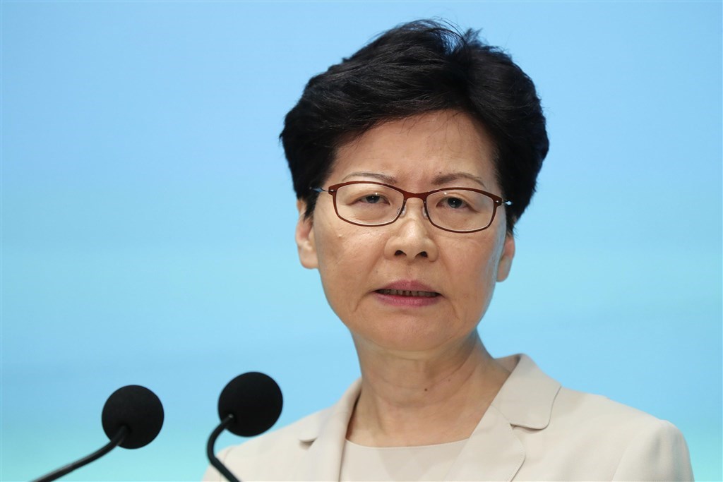 「金融時報」援引知情人士報導,「反送中」抗議持續數個月,中國計劃用「臨時」行政長官取代香港特首林鄭月娥(圖)。(檔案照片/共同社提供)