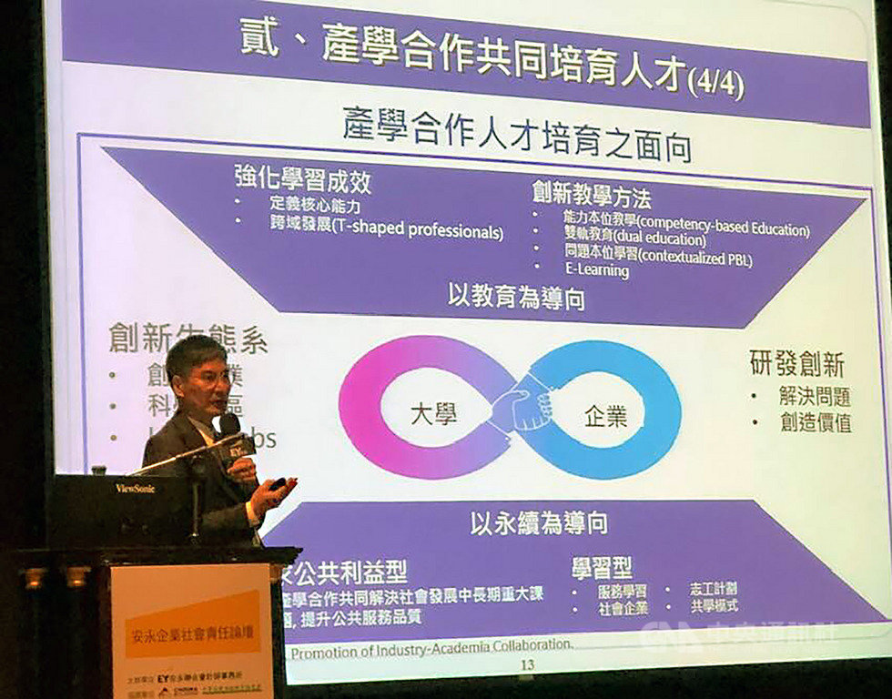 科技部長陳良基7日指出,目前的青年面臨貧窮化、與在地及國際疏離、求知熱情消失,大學應負起社會責任,扮演資源的創造者,讓學生離開學校後成為一個能被社會所用的人。 中央社記者吳柏緯攝 108年11月7日